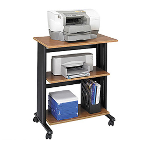 black desk with printer storage