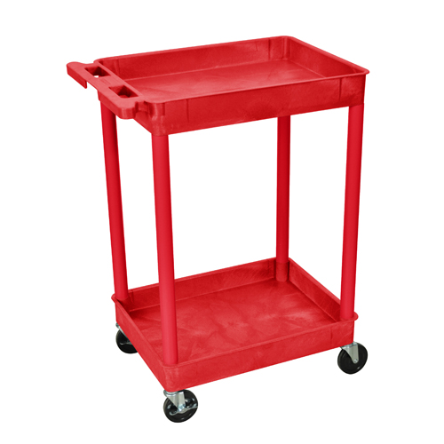 Buy Luxor 32 x 18 2-Tub/1-Flat Middle Shelf Utility Carts