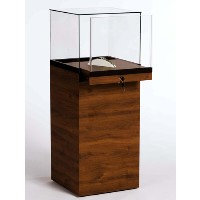 GL137 Wood Veneer Pedestal Display Case with Glass Top