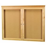 Enclosed Red Oak Wood Frame Bulletin Boards with Crown Moulding