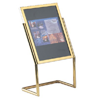 Menu & Poster Display Stand w/BRASS Frame 30H x 22W - Neon Markerboard  Included